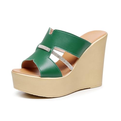 TNMIUH Damen Plateau-Pantoletten, Sandalen mit Keilabsatz, Peep-Toe Design, Schwarz und Weiß, Sommer High Plateau Slides,Green 11.5cm,41 EU TNMIUH Damen Plateau-Pantoletten, Sandalen mit Keilabsatz, Peep-Toe Design, Schwarz und Weiß, Sommer High Plateau Slides,Green 11.5cm,41 EU von TNMIUH