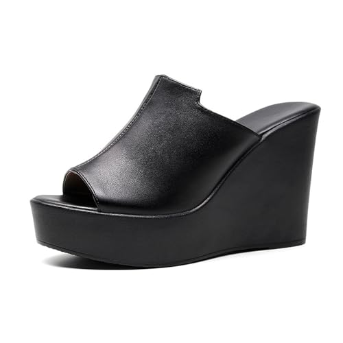 TNMIUH Damen Plateau-Sandalen mit Keilabsatz, Peep-Toe Slip-On Leder Pantoletten,Sommer High Plateau Slides, Schwarz und Grün,Black 11.5cm,33 EU TNMIUH Damen Plateau-Sandalen mit Keilabsatz, Peep-Toe Slip-On Leder Pantoletten,Sommer High Plateau Slides, Schwarz und Grün,Black 11.5cm,33 EU von TNMIUH