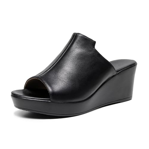 TNMIUH Damen Plateau-Sandalen mit Keilabsatz, Peep-Toe Slip-On Leder Pantoletten,Sommer High Plateau Slides, Schwarz und Grün,Black 6cm,38 EU TNMIUH Damen Plateau-Sandalen mit Keilabsatz, Peep-Toe Slip-On Leder Pantoletten,Sommer High Plateau Slides, Schwarz und Grün,Black 6cm,38 EU von TNMIUH