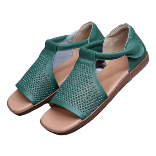 TNMIUH Damen Sandalen mit Perforiertem Design, Leder, Flache Sohle,Sommer Freizeit Sandalen für Damen,Grün,43 EU TNMIUH Damen Sandalen mit Perforiertem Design, Leder, Flache Sohle,Sommer Freizeit Sandalen für Damen,Grün,43 EU von TNMIUH