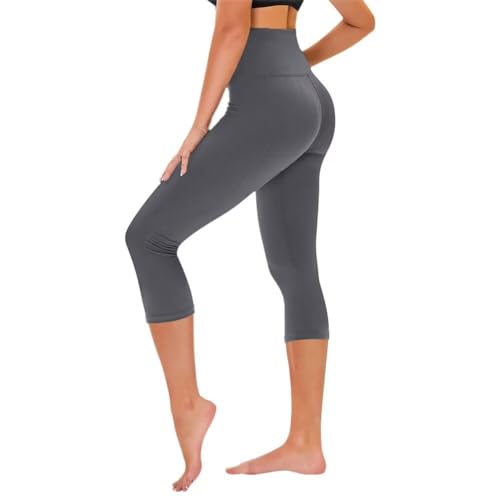 TNNZEET 3/4 Leggings Damen Capri Leggins, High Waist 7/8 Sporthose für Sport Gym(Dunkelgrau,XXL) von TNNZEET