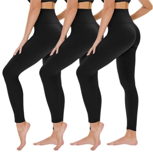 TNNZEET 3er Pack Leggings Damen High Waist Schwarz Leggins Blickdicht für Sport Gym(Schwarz/Schwarz/Schwarz,XXL) von TNNZEET