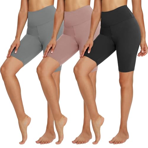 TNNZEET 3er Pack Radlerhose Damen High Waist Shorts Blickdicht Kurze Sporthose Leggings für Sport(1-Schwarz/Hautfarbe/Hellgrau, XXL) von TNNZEET