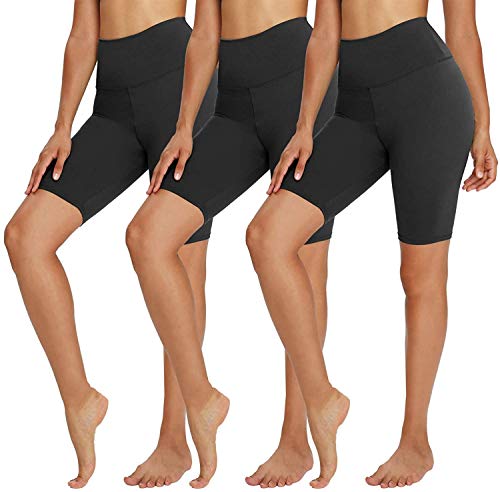 TNNZEET 3er Pack Radlerhose Damen High Waist Shorts Blickdicht Kurze Sporthose Leggings für Sport(1-Schwarz/Schwarz/Schwarz, 4XL) von TNNZEET