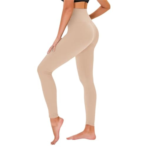 TNNZEET High Waist Leggings Damen Schwarz Leggins Blickdicht für Sport Gym, Beige,L-XL von TNNZEET