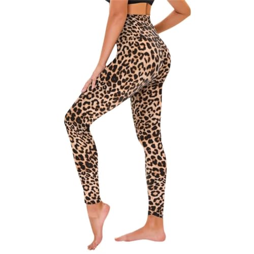 TNNZEET High Waist Leggings Damen Schwarz Leggins Elastische für Sport Gym,Leopard,XXL von TNNZEET