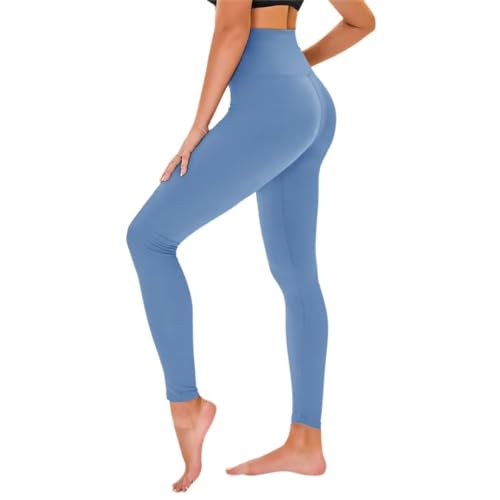 TNNZEET High Waist Leggings Damen Schwarz Leggins Elastische für Sport Gym,Hellblau,S-M von TNNZEET