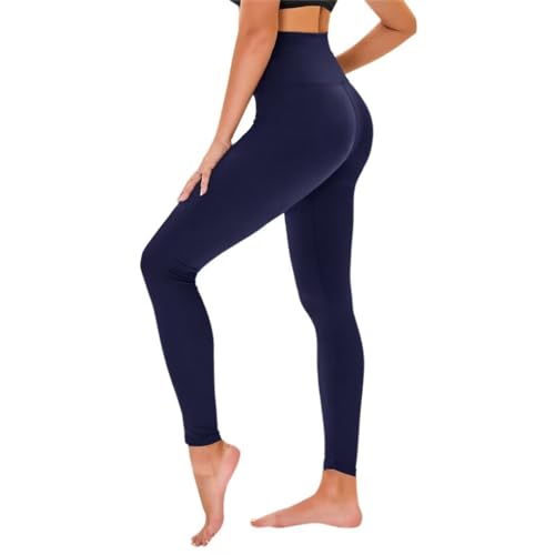 TNNZEET High Waist Leggings Damen Schwarz Leggins Elastische für Sport Gym,Marineblau,L-XL von TNNZEET