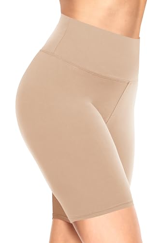 TNNZEET Radlerhose Damen Hohe Taille Kurze Sporthose Blickdicht Shorts für Yoga Gym (Beige,2XL) von TNNZEET