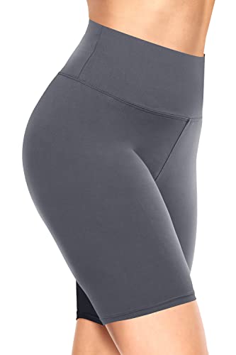 TNNZEET Radlerhose Damen Hohe Taille Kurze Sporthose Blickdicht Shorts für Yoga Gym (Dunkelgrau,S-M) von TNNZEET