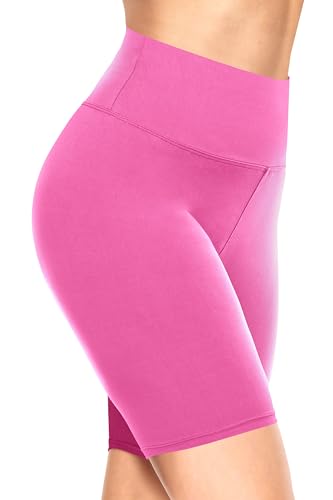 TNNZEET Radlerhose Damen Hohe Taille Kurze Sporthose Blickdicht Shorts für Yoga Gym (Kräftiges Rosa,S-M) von TNNZEET