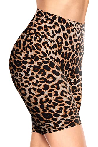 TNNZEET Radlerhose Damen Hohe Taille Kurze Sporthose Blickdicht Shorts für Yoga Gym (Leopard,L-XL) von TNNZEET