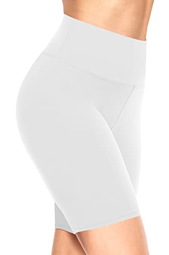 TNNZEET Radlerhose Damen Hohe Taille Kurze Sporthose Blickdicht Shorts für Yoga Gym (Weiß,L-XL) von TNNZEET