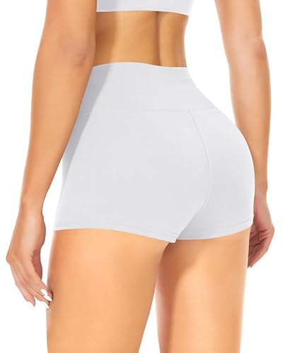 TNNZEET Radlerhose Damen Hohe Taille Shorts Bauchweg Kurze Sporthose Hotpants für Yoga Gym (Weiß,XS) von TNNZEET