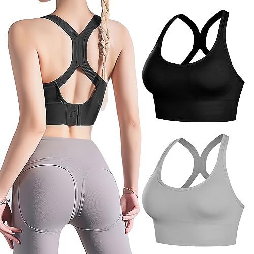 TNSLAND Sport BH Damen 2 Stück Bustier Push Up Gepolstert Ohne Buegel Ohne Träger Bügelloser BH Starker Halt Sports Bra Ohne Bügel Sport-BHS Sportunterwäsche für Yoga Fitness Training Joggen (L) von TNSLAND