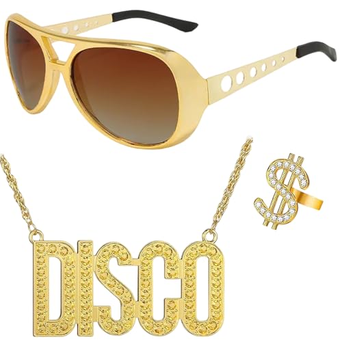 TNSOYCA 3 Stück Zuhälter Kostüm, 70er 80er 90er Hustler Rapper Hiphop Kostüm, Dollarzeichen-Ring, Brille, Disco Goldkette, Zubehör für Cosplay Halloween Fasching Karneval Thema Party TNSOYCA 3 Stück Zuhälter Kostüm, 70er 80er 90er Hustler Rapper Hiphop Kostüm, Dollarzeichen-Ring, Brille, Disco Goldkette, Zubehör für Cosplay Halloween Fasching Karneval Thema Party von TNSOYCA