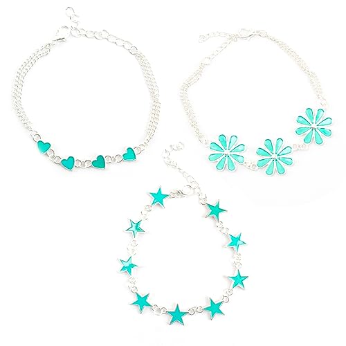 TNSRAY 3 Stück Herz Freundschaftsarmband,Paar Armband,Paar Freundschaftsarmband, Leuchtend Herz Sternform Blütenform Seil Armbänder Filigranes Herz Armband Größenverstellbar Herz Armband für Mädchen von TNSRAY