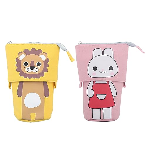 TNSRAY Federmäppchen, 2 Stück Federmäppchen Mädchen, 2-in-1 Schlampermäppchen und Stifteköcher,Federmäppchen Mädchen,Ständer Bleistifthalter,Teleskopisch Mäppchen,Stifteköcher für Teenager Schülerin von TNSRAY