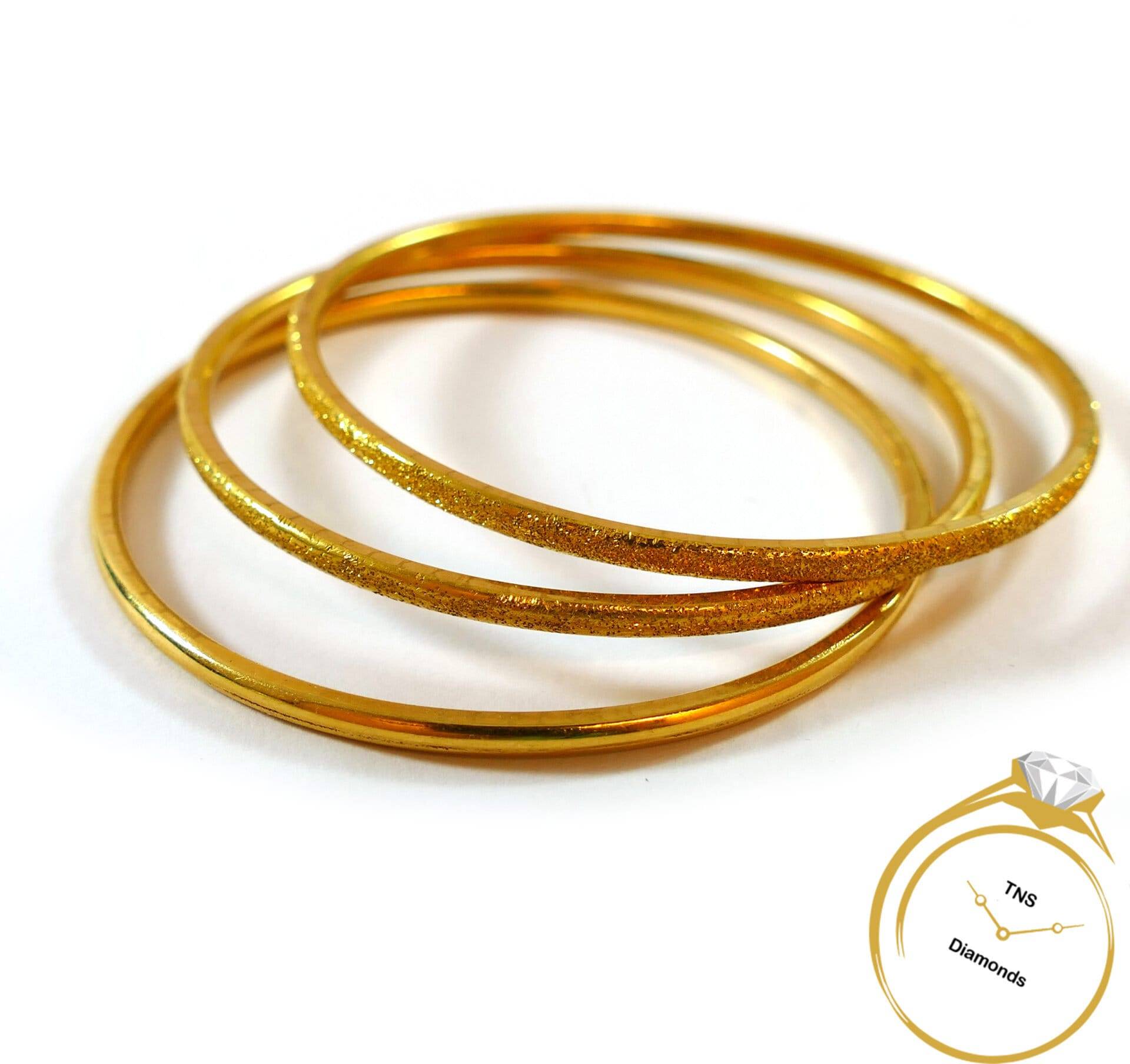 21K Gelbgold Glitzer Strukturiert Damen Drei Armreifen Set Armbänder 21K Gelbgold Glitzer Strukturiert Damen Drei Armreifen Set Armbänder von TNSdiamonds
