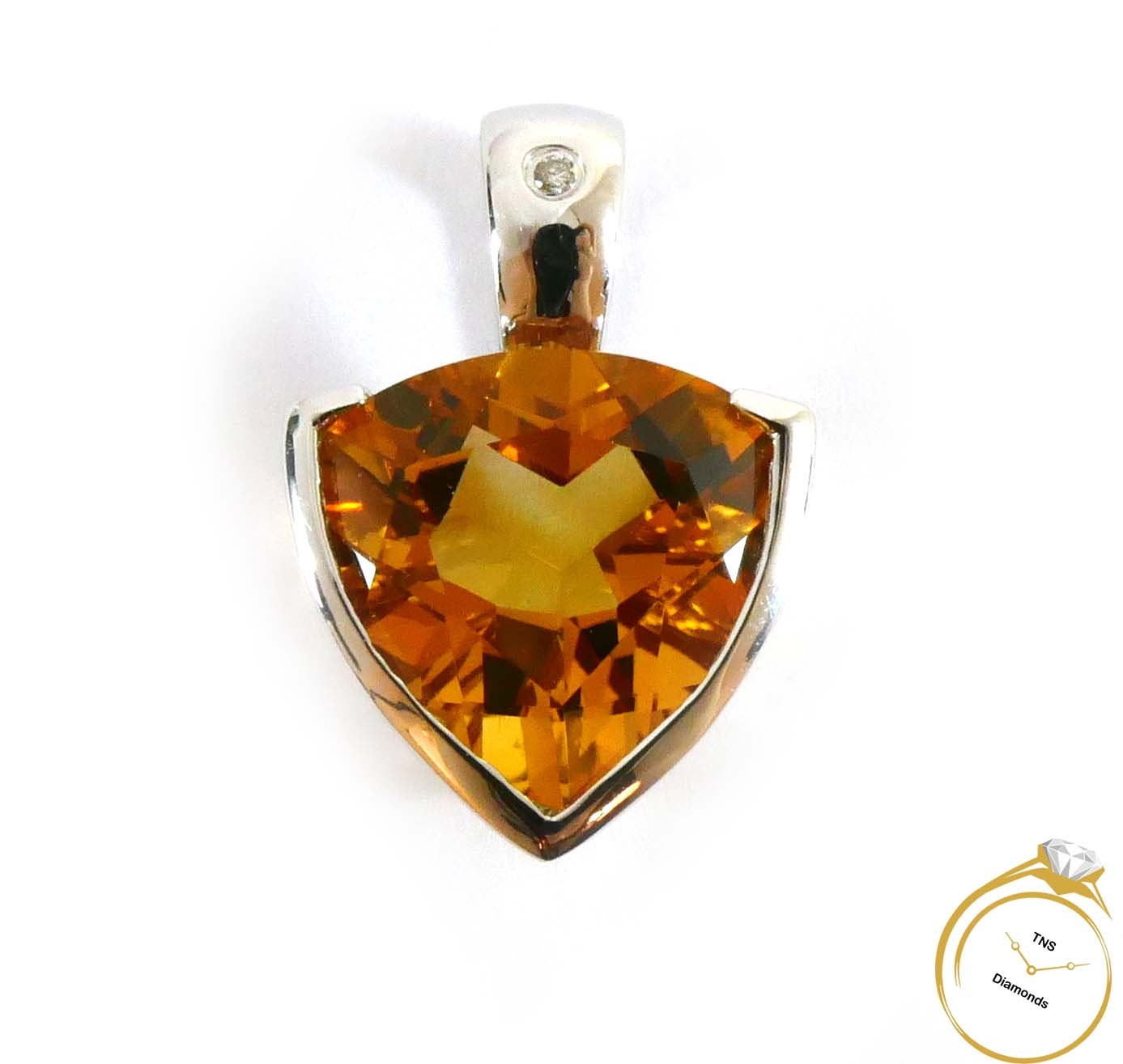 Damen Gelbe Citrin 14K Weißgold Anhänger Halskette von TNSdiamonds