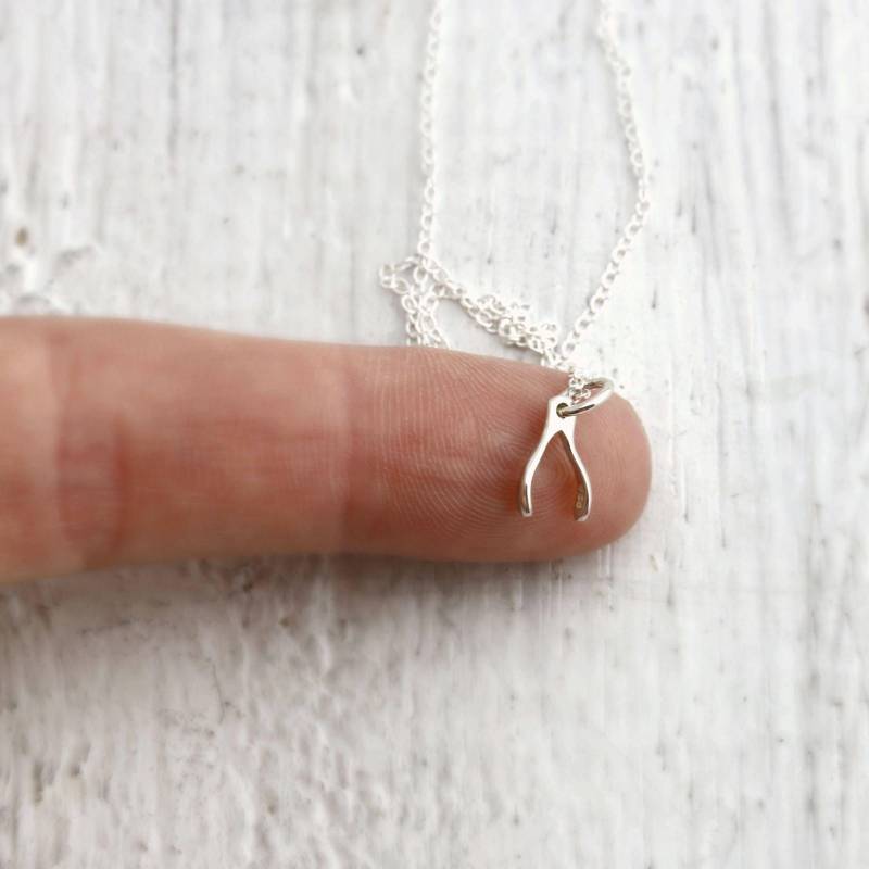 Winzige Wishbone Halskette Silber Geschenke Unter 20 Luck Sterling Good Anhänger von TNineandCompany