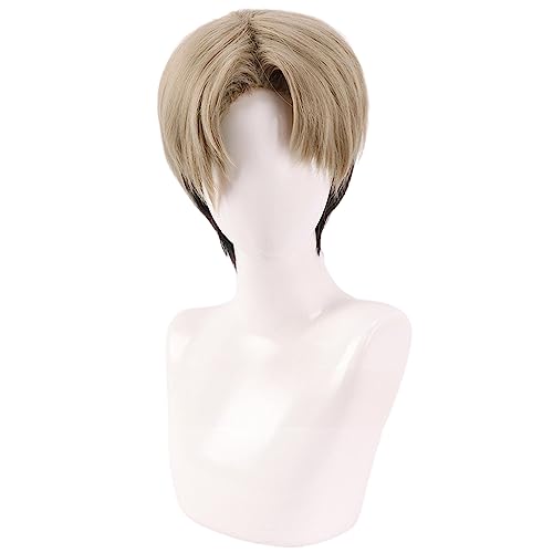 Anime Cosplay Perücke Leinen Braun Farbverlauf Schwarz Perücke Lagenperücke mit Pony Männer Kostüm Perücken Halloween von TO KU TOO YUO