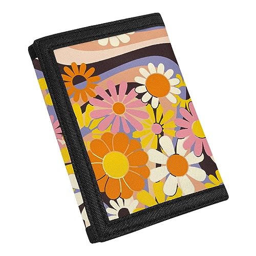 TOADDMOS Benutzerdefinierte Druck Neuheit Brieftasche für Teens Kinder Jungen Mädchen,Schlanke RFID Trifold Brieftaschen Geldbörse, Hippie Flower, Einheitsgröße von TOADDMOS