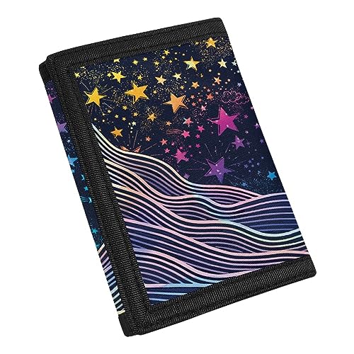 TOADDMOS Benutzerdefinierte Druck Neuheit Brieftasche für Teens Kinder Jungen Mädchen,Schlanke RFID Trifold Brieftaschen Geldbörse, Wave Star, Einheitsgröße von TOADDMOS