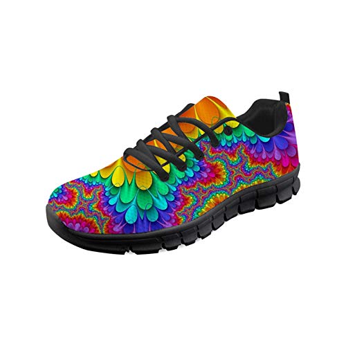 TOADDMOS Damen-Tennisschuhe, leichte Laufschuhe, Walking-Sneaker, legere Sport-Sneaker, Batik-Regenbogen, 38 EU von TOADDMOS