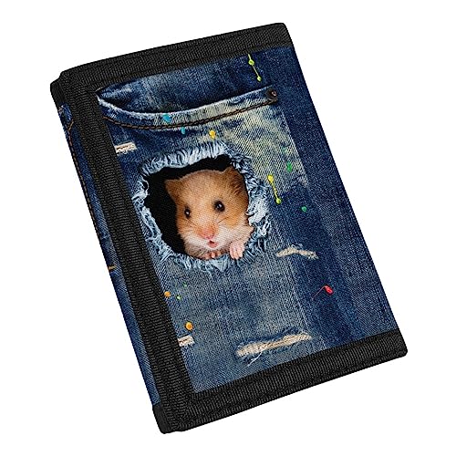 TOADDMOS Fashion Print Canvas Wallet for Teens Kids Boys Girls,Slim RFID Trifold Wallets for Travel School, Hamster, Einheitsgröße von TOADDMOS