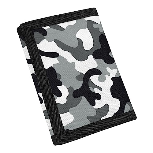 TOADDMOS Fashion Print Canvas Wallet for Teens Kids Boys Girls,Slim RFID Trifold Wallets for Travel School, Schwarz Weiß Camouflage, Einheitsgröße von TOADDMOS