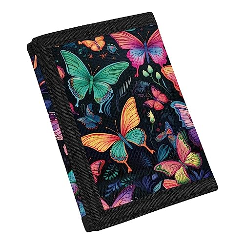 TOADDMOS Fashion Print Canvas Wallet for Teens Kids Boys Girls,Slim RFID Trifold Wallets for Travel School, schmetterling, Einheitsgröße von TOADDMOS