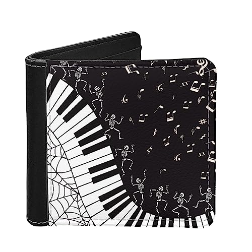 TOADDMOS Fashion Print Herren Bifold Brieftaschen PU Leder RFID Blockierung Schlanke Brieftasche für Männer, Musical Halloween Schädel Tanzen, Einheitsgröße von TOADDMOS