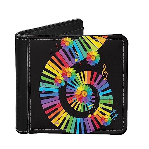 TOADDMOS Fashion Print Herren Bifold Brieftaschen PU Leder RFID Blockierung Schlanke Brieftasche für Männer, Tie Dye Sonnenblume Musik, Einheitsgröße von TOADDMOS