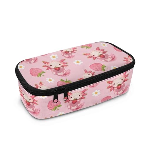 TOADDMOS Federmäppchen, Markertasche, Schreibtisch-Organizer mit Griff, Büro, Schreibwarenetui mit 3 Fächern, Geschenk für Mädchen, Frauen, Jungen, Männer, Strawberry Axolotls, Einheitsgröße TOADDMOS Federmäppchen, Markertasche, Schreibtisch-Organizer mit Griff, Büro, Schreibwarenetui mit 3 Fächern, Geschenk für Mädchen, Frauen, Jungen, Männer, Strawberry Axolotls, Einheitsgröße von TOADDMOS