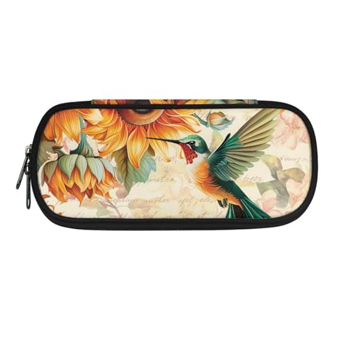 TOADDMOS Federmäppchen, Polyester, Reißverschluss, Stifthalter, Schule, Schreibwaren, Federmäppchen, Organizer, Kolibri Sonnenblume, Einheitsgröße, Kosmetikkoffer von TOADDMOS