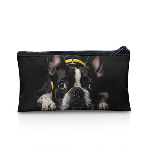 TOADDMOS Federmäppchen für die Schule, mit Reißverschluss, leicht, Geschenk für Kinder, Jungen, Mädchen, Boston Terrier Hund, Taschen-Organizer von TOADDMOS