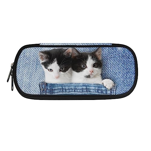 TOADDMOS Federmäppchen mit Aufdruck für Jungen und Mädchen, tragbare Schreibwaren-Organizer-Tasche für die Schule, katze, Einheitsgröße, Beauty Case von TOADDMOS