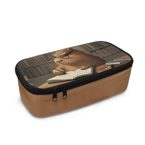 TOADDMOS Federmäppchen mit großem Fassungsvermögen, Schreibtisch-Organizer für Teenager, Jungen, Mädchen, Schule, Studenten, Erwachsene, Stiftemäppchen mit 3 Fächern, Kapibala, Einheitsgröße von TOADDMOS