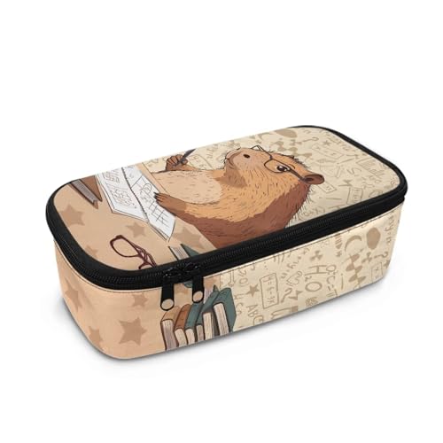 TOADDMOS Federmäppchen mit großem Fassungsvermögen für Mädchen, Kinder, Damen, Herren, Schreibtisch-Organizer, Erwachsene, Stiftemäppchen mit 3 Fächern für Schulbedarf, Kapibala, Einheitsgröße von TOADDMOS