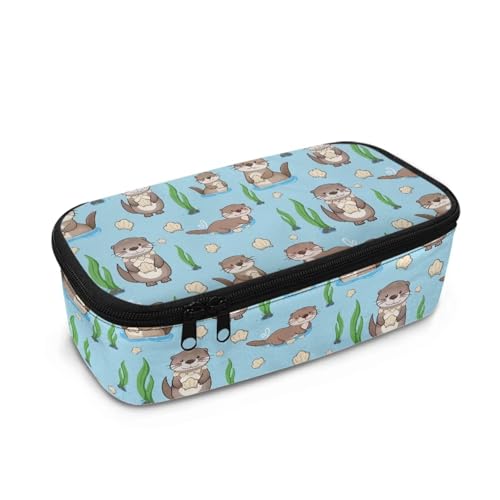 TOADDMOS Federmäppchen mit großem Fassungsvermögen für Mädchen, Kinder, Damen, Herren, Schreibtisch-Organizer, Erwachsene, Stiftemäppchen mit 3 Fächern für Schulbedarf, Niedliche Bibermuscheln von TOADDMOS