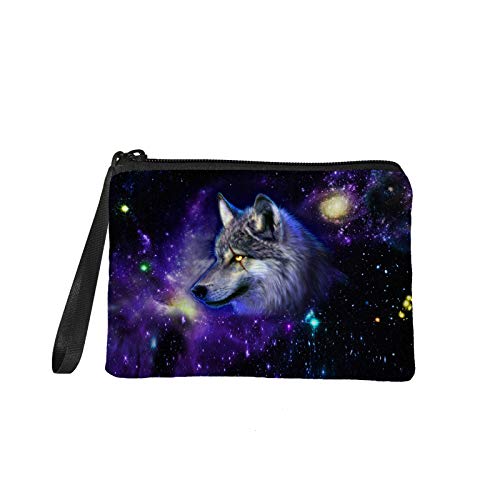 TOADDMOS Kleine, kleine Münzgeldbörse, Geparden-Wechselgeldbörse, Tasche, Mini-Geldbörse, Münztasche mit Reißverschluss für Frauen und Mädchen, Galaxy Wolf, Einheitsgröße, Münzbörse von TOADDMOS