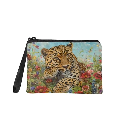 TOADDMOS Kleine Geldbörse mit Meerjungfrauen-Motiv, Fischschuppen-Druck, Kleingeldbörse, Mini-Geldbörse, Münztasche mit Reißverschluss für Frauen und Mädchen, Tigerblume, 7in x 5.5in, Münztasche von TOADDMOS