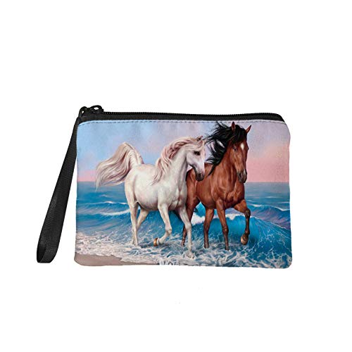 TOADDMOS Kleine Geldbörse mit Meerjungfrauen-Motiv, Fischschuppen-Druck, Kleingeldbörse, Mini-Geldbörse, Münztasche mit Reißverschluss für Frauen und Mädchen, pferd, Einheitsgröße, Münztasche von TOADDMOS