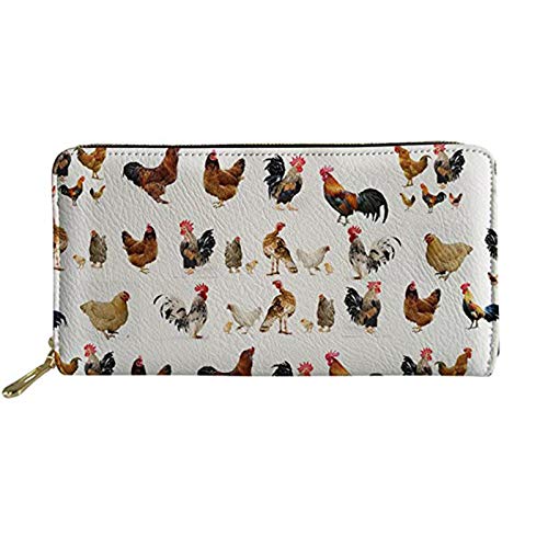 TOADDMOS Langes Portemonnaie mit Pferdemotiv, Handy-Kartenhalter, Clutch, Kapazität Tasche mit Reißverschluss, für Damen und Mädchen, Huhn (Schwarz) - TOADDMOS von TOADDMOS