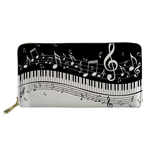 TOADDMOS Langes Portemonnaie mit Pferdemotiv, Handy-Kartenhalter, Clutch, Kapazität Tasche mit Reißverschluss, für Damen und Mädchen, Paino Key Musiknoten (Schwarz) - TOADDMOS von TOADDMOS