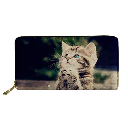 TOADDMOS Langes Portemonnaie mit Pferdemotiv, Handy-Kartenhalter, Clutch, Kapazität Tasche mit Reißverschluss, für Damen und Mädchen, katze (Schwarz) - TOADDMOS von TOADDMOS