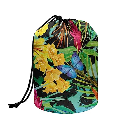 TOADDMOS Maßgeschneiderte Druck Kordelzug Make-up Tasche Reise Kosmetik Kulturbeutel Organizer Tasche für Frauen Mädchen, Leichte Multifunktionale Aufbewahrungstasche, Hawaiianischer von TOADDMOS