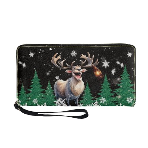TOADDMOS Modische Geldbörse für Damen, Reise-Geldbörse, Kreditkartenhalter, Handy-Clutch mit Handschlaufe, Weihnachtselchbaum, Casual von TOADDMOS