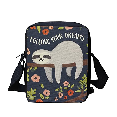 TOADDMOS Niedliche, individuell bedruckte Umhängetasche für Damen, Reise-Schultertasche mit verstellbarem Riemen, Lustiger Faultier von TOADDMOS